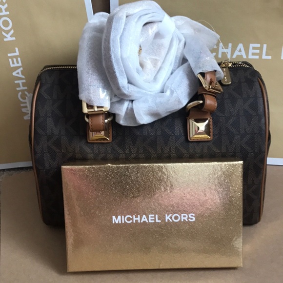 🎆🌸mk Grayson set🎆crossbody/Satchel brown medium - Picture 3 of 8